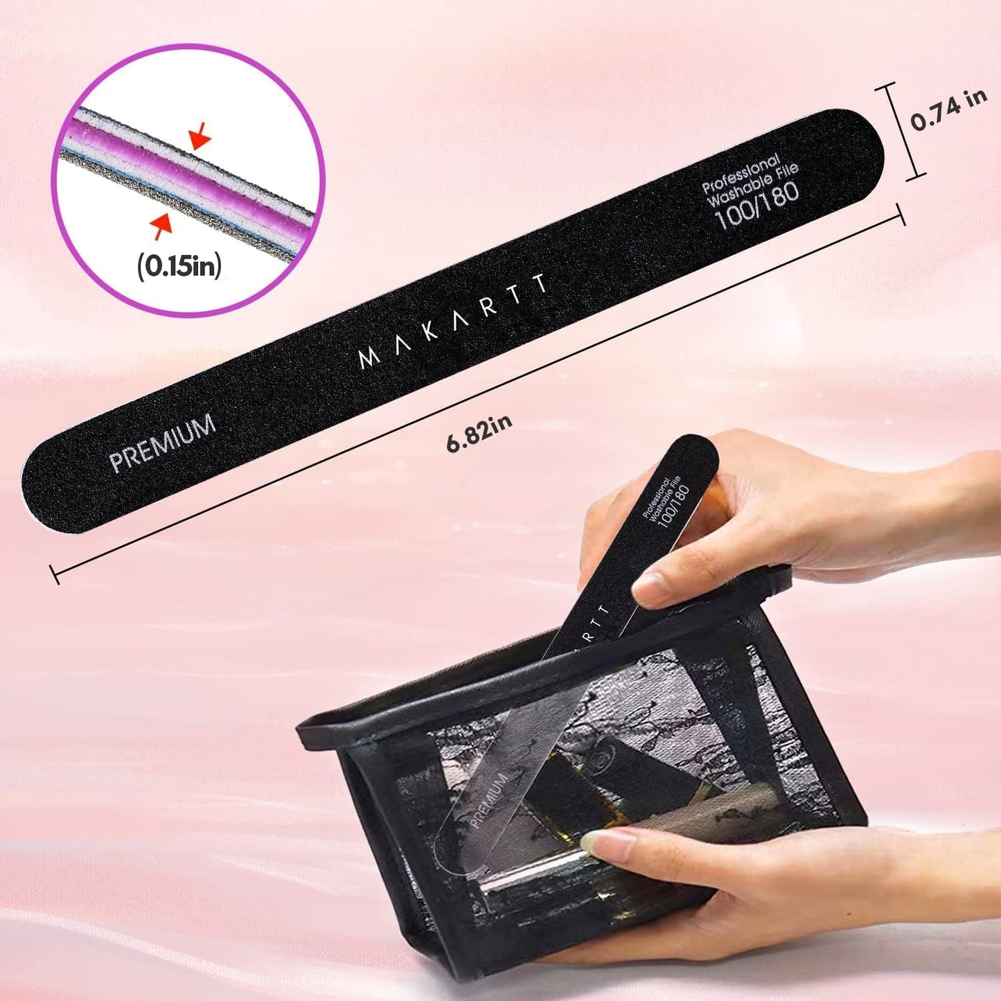 Nail File - 100/180 Grit Emery Boards for Nails, Professional Nail Files, 10Pcs Double Sides Black Coarse Fingernail Filer for Acrylic and Extension Gel Removal Manicure Kit Salon Home Use